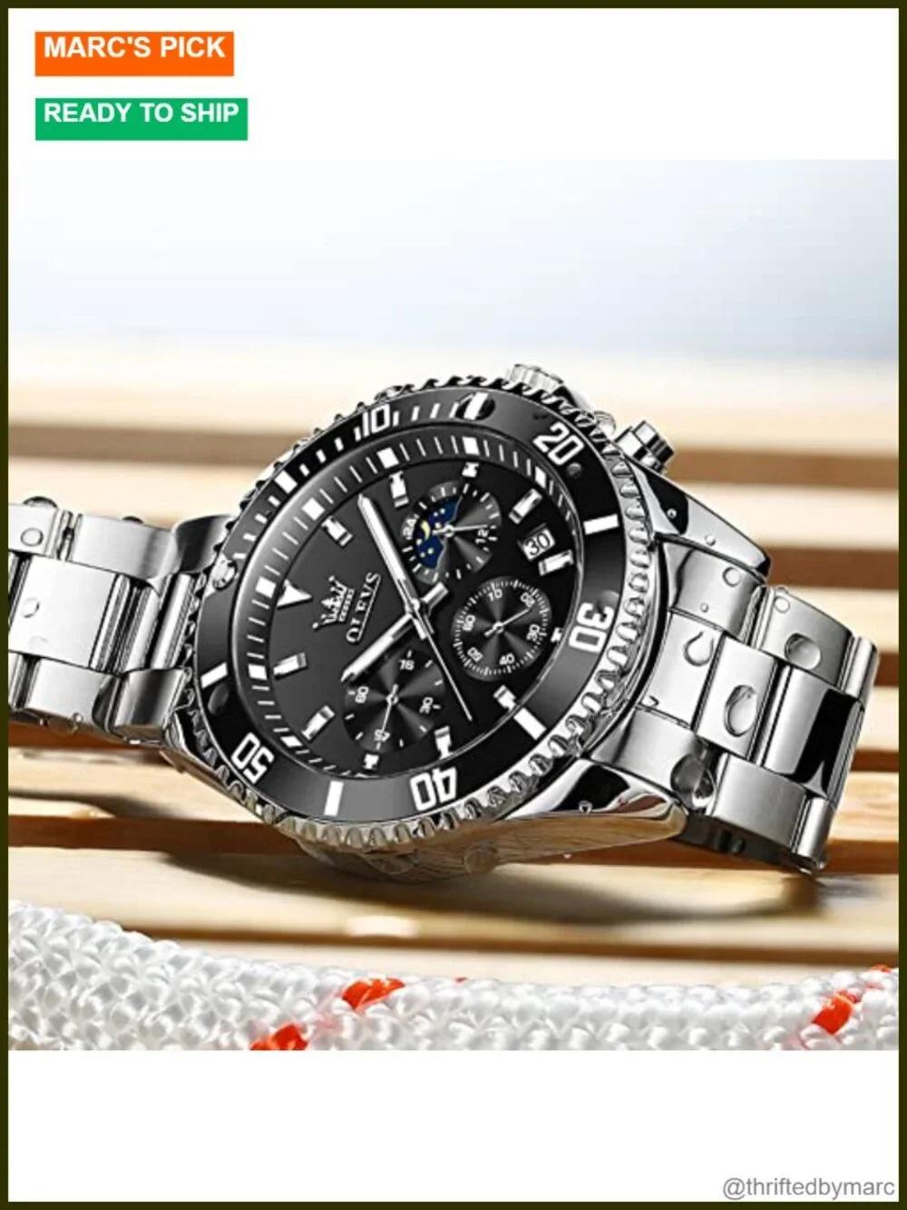Premium Stainless Steel Analog Watch with Date Rotatable Bezel Quartz Men's